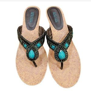 Kenneth Cole Reaction thong Sandal Size 8.5 brown green
